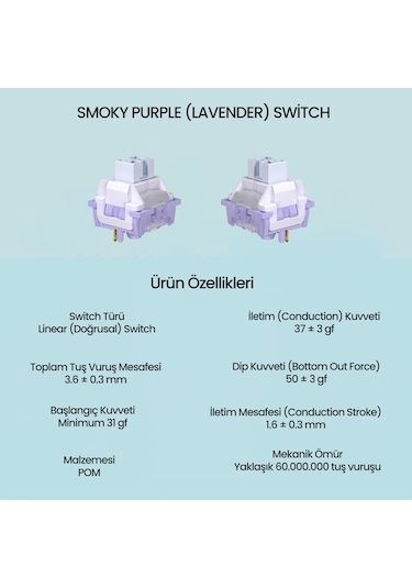 Aula Leobog Lavender Lineer Mekanik Switch 100 Adet