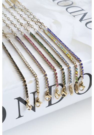 Kadın Çelik Bileklik İnce Suyolu Elips Mix Zincir Bileklik Mavi