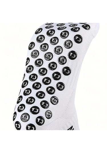 Kaydırmaz Silikon Tabanlı Pro Futbol Çorabı Havlu Taban Dikişsiz Beyaz