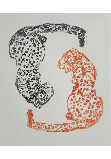 Özgün Baskı - Yin Yang Leopar Resmi - Linolyum