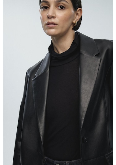 Mavi Kadın Pu Blazer Ceket Siyah 1110494-900 Siyah