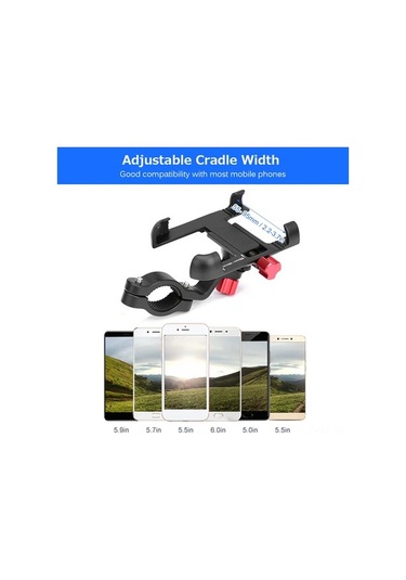 Dancemonkey Alüminyum Bisiklet Telefonu Tutucu - 360 Döner - 31.8mm Siyah Siyah