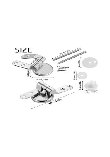 Konesam Banyo Çinko Allyuminyum Tuvalet Kapağı Menteşeleri, Vida Parçaları İle Tam Set Tuvalet Aksesuarı GÜMÜŞ