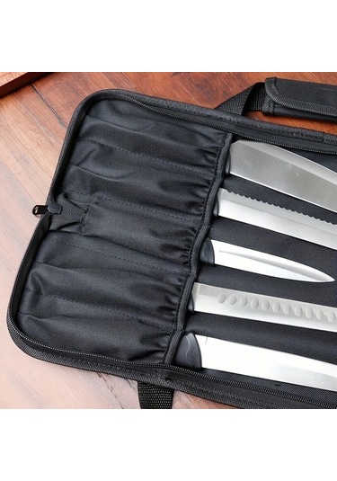 Fochsia 5 Gözlü Profesyonel Şef Bıçağı Kılıfı - Kırmızı - Mutfak Seyahat Kamp İçin Dayanıklı Bıçak Çantası Kırmızı