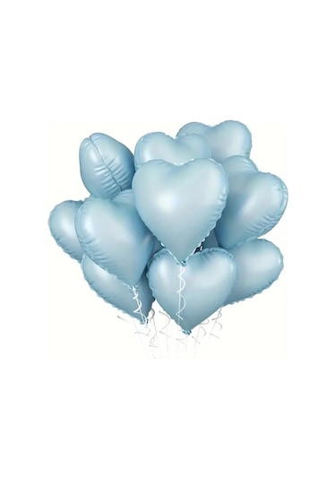 5 Adet 18 İnç 45 Cm Retro Kalp Folyo Balon Mavi MAVİ