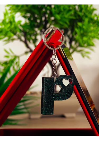 Harfli Anahtarlık Epoksi Kişiye Özel Yapım El Yapımı Harf Anahtarlık Kalp Model Özel Tasarım Hediyelik Ürün Kalp Desenli Simli Anahtarlık Beyaz - Sarı