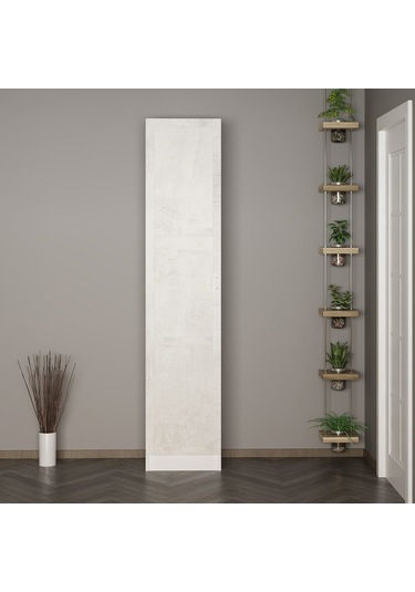 Minar Kale 210 Cm 1 Kapaklı 1b Raf Portmanto Beyaz Eskitme Beyaz