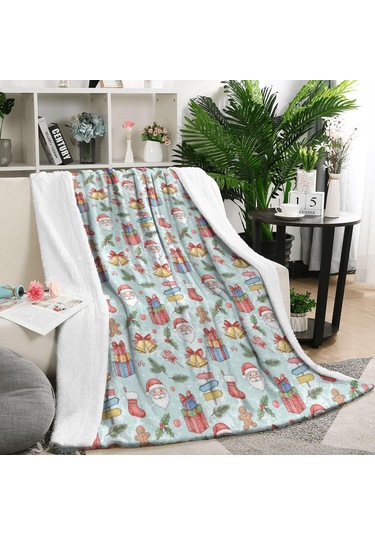 Noel Desenli 50x60 İnç Polar Battaniye, Yumuşak, Hafif Ve Kalın, Erkek, Kadın Ve Çocuk İçin Noel Baba Noel Hediyesi