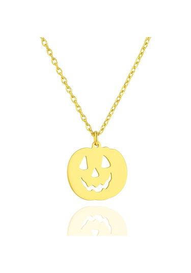 Yeni Yıl Halloween Bal Kabağı 925 Ayar Gümüş Kolye Altın