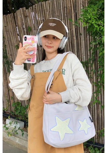 Vibe Kore Yıldızlı Y2k Tarzı Gençler İçin Okul Çantası 191280928 Beyaz