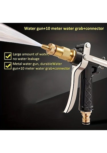 Honeybeeshop Siyah Yüksek Basınçlı Güç Yıkama Tabancası Dayanıklı Bakır Metal Manuel Araba Bahçe Püskürtme