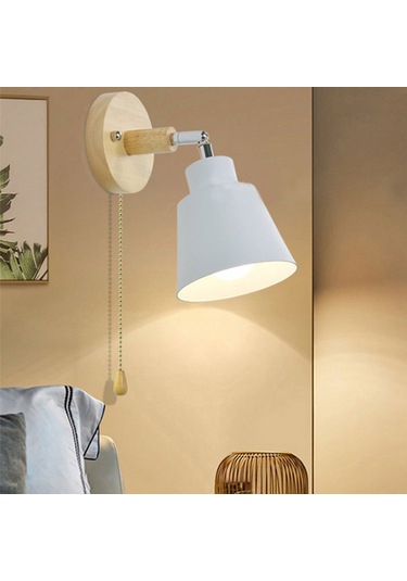 Reedark Modern Nordic Ahşap Makaron Duvar Lambası, Yatak Odası Ve Oturma Odası Dekorasyonu İçin, E27 Ampulsüz 12cm Taban Diğer