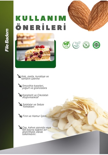 File Badem 250g Almond Flakes Taze Yeni Mahsül 250 G