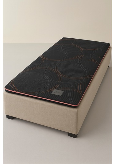 Dark Trend Sleep Yıkanabilir Kılıf Orta Sert Sünger Yatak Pedi & Şiltesi Topper 5 Cm Turuncu Şeritli Siyah