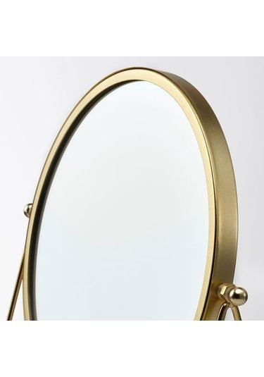 Gold Masa Makyağ Aynası, MeridyenDukkan Altın Rengi Yuvarlak-17 cm-Büyüteçli Ayna Altın