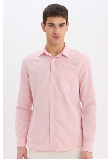 DeFacto Modern Fit Polo Yaka Basic Düz Uzun Kollu Gömlek E5045AX25SMRD92 DeFacto Modern Fit Polo Yaka Basic Düz Uzun Kollu Gömlek E5045AX25SMRD92