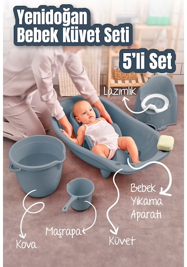 Vienev 5Li Set Yenidoğan Küvet Seti Mavi