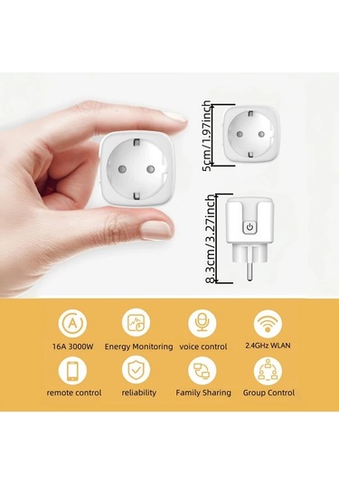 Motion003 Beyaz Wifi Tuya Akilli Fies Smart Life Uyumlu 16a Ses Kontrollu Akilli Priz Alexa Uyu