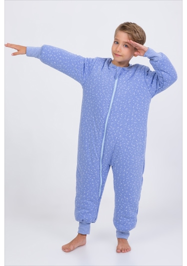 Erkek Çocuk Uyku Tulumu Kalın Elyaf Dolgulu Premium Kalite 2.5 Tog Mavi Melanj