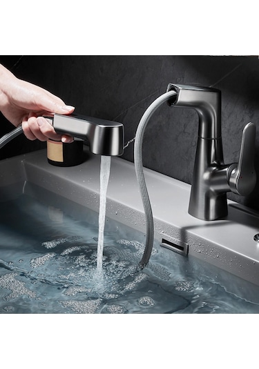 Suntek Banyo Lavabo Bataryası Çekme Püskürtücülü Evye