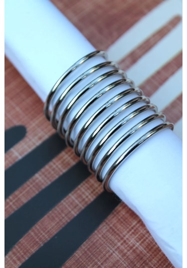 6 Adet Nine Twist Gümüş Çelik Peçete Halkası