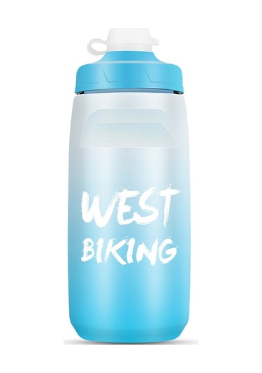 Batı Bisiklet 620ml Bisiklet Su Şişesi Taşınabilir Açık Bisiklet Su Bardağı, Renk: Beyaz Mavi Degrade Diğer