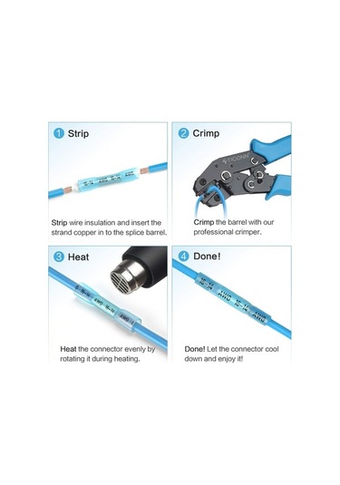 Dancemonkey Su Geçirmez Isı Daralan Konektörler - 200 Parça Bakır Kablolara Uygun