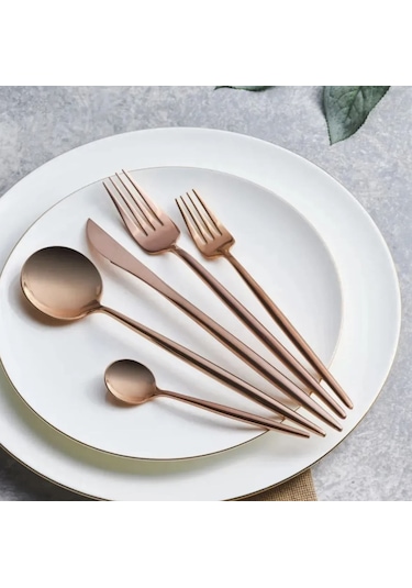 Davet 84 Parça Saturn 12 Kişilik Çatal Kaşık Bıçak Takımı Bronz