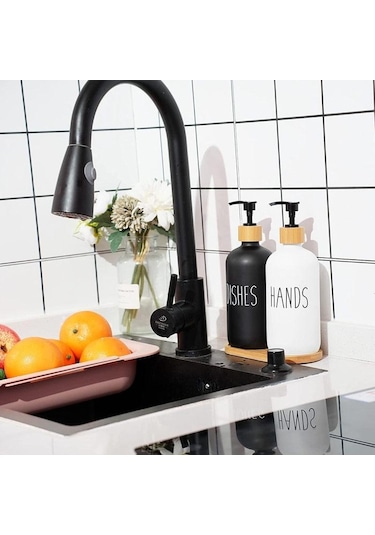Çiftlik Evi Mutfak Tezgahı Banyo Organizasyonu İçin Pompa Sabun Şişesi İle El Sabunu Ve Bulaşık Sabunu Dispenseri 500ml Style 3 Diğer
