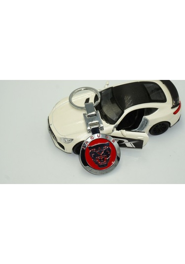 Dk Jaguar Uyumlu Panther Logo Kırmızı Krom Metal Çift Yön Anahtarlık