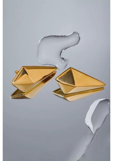 Caş Dekorasyon Altın Renk Çelik Küpe/ Çift Altın