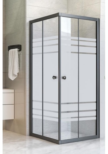 Durul Duşakabin Kare Siyah Profil Desenli Cam Siyah