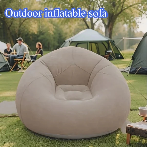 Gateesat Pembe Şişme Koltuk Pompalı - Taşınabilir Kamp Sandalyesi, Açık Kapalı Alan Pembe