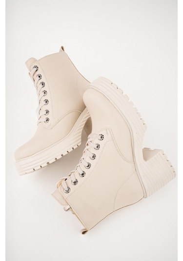 Muggo Grazi Garantili Kalın Taban Platform Topuklu Fermuarlı Bağcıklı Kadın Bot 001 Muggo Grazi Garantili Kalın Taban Platform Topuklu Fermuarlı Bağcıklı Kadın Bot 001