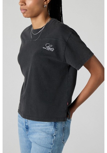 Vintage Sport Script Pirat Siyah Kadın T-shirt-12950 Siyah