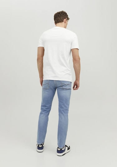 Jack & Jones Bisiklet Yaka Basic Tisört-Organic 12156101 Beyaz