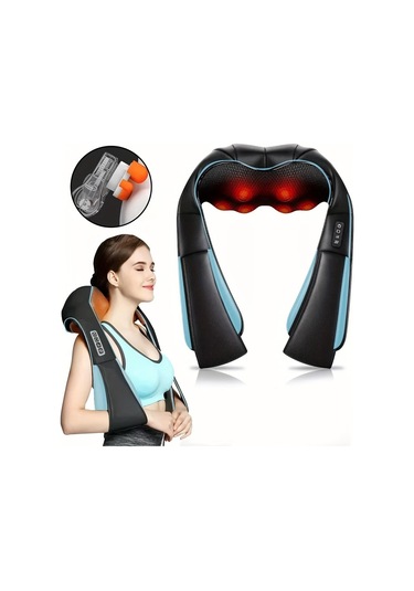 Valkyrie Şarjlı Shiatsu Bel Bacak Ayak Sırt Boyun Masaj Aleti Isıtmalı 8 Nodüllü 1. Kalite Rahatlatıcı Kas Gevşetici Masaj Cihazı Siyah