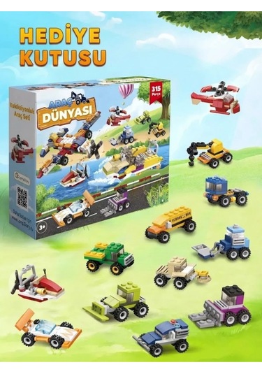 315 Parça 12+2 Araca Dönüşebilen İş Makineleri Ve Araçlar Yapı Blok Seti - Eğitici Oyuncak