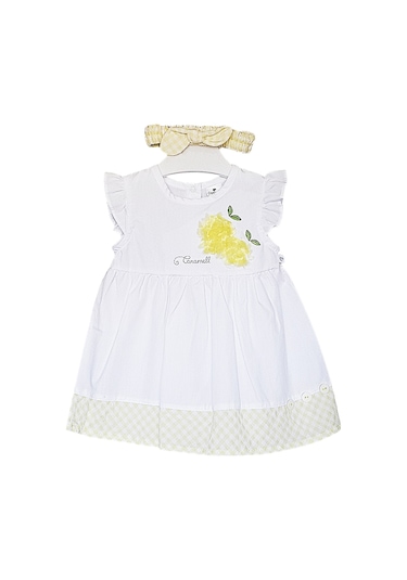 S-Mall Caramell Bebek Elbisesi - Bandanalı - Elb6456 - Lemon - Beyaz