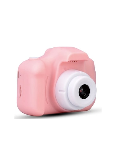 Çocuklar İçin Eğlenceli 1080p Çift Kameralı Mini Fotoğraf Makinesi - Pembe