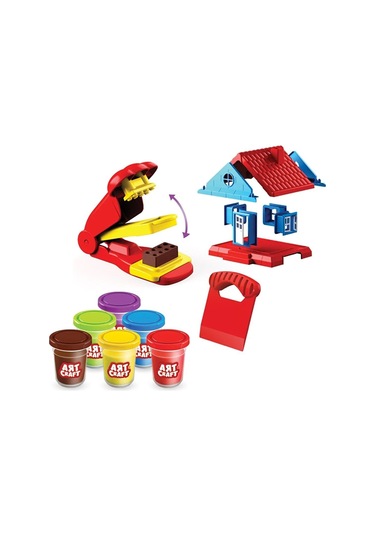 İnşaat Hamur Ev Seti 600 Gr. - Oyun Hamuru Seti - Hamur Setleri - Hamur Kalıpları Çok Renkli