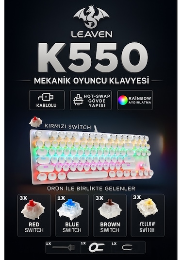 87 Tuşlu Daktilo Tarzı Blue Switch Mekanik Klavye
