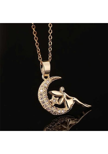 Pigado Paslanmaz Çelik Ayda Oturan Melek Kolye