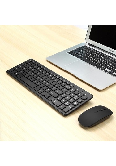Mld-568 Ofis Oyun Sesini Kapatma Kablosuz Mouse Klavye Seti Siyah Optik