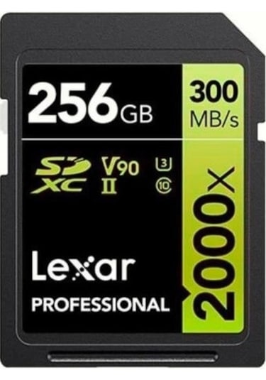 Lexar Professional 256 GB 2000X 300 MB/S 8K V90 SDXC Hafıza Kartı