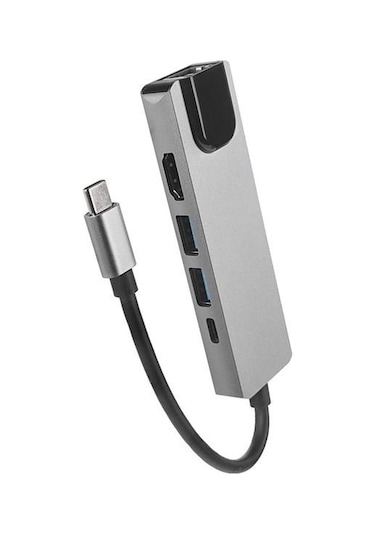 Hytech Hy-usbc80 4k 30hz Gri Metal 2xusb3.0 1xhdmı, 1xpd Gigabit Type C Adaptör-129132