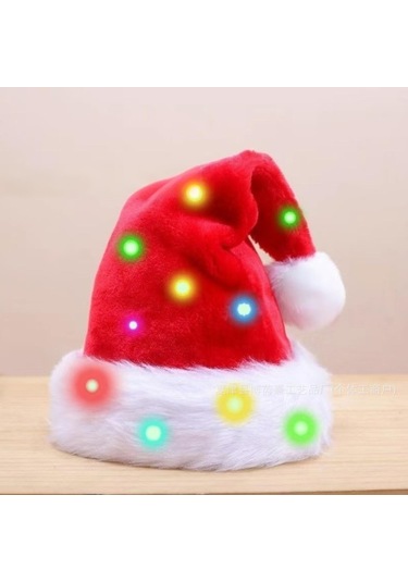Vkemall Yetişkinler İçin Kırmızı Noel Şapkası - 20 Renkli Led Işıklı, 2 Adet Paket, Noel Parti Ve Toplantılar İçin Festivite Eşyası
