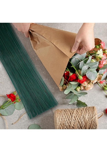 Yeşil Yapay Çiçek Teli, No:18 1.5 Mm - Çiçek Aranjman Yapım Tel