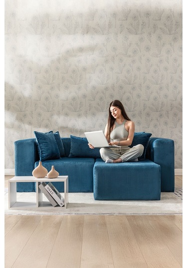 Katt Modüler Ekstra Rahat İskeletli 2 Li Koltuk 10 Renk Mavi