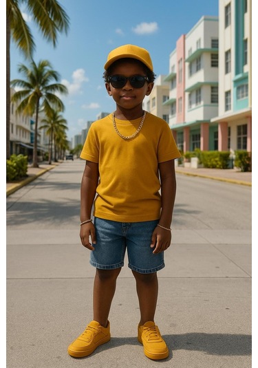 Koyu Hardal Çocuk T-shirt Kız Erkek Unisex %100 Pamuk Koyu Hardal